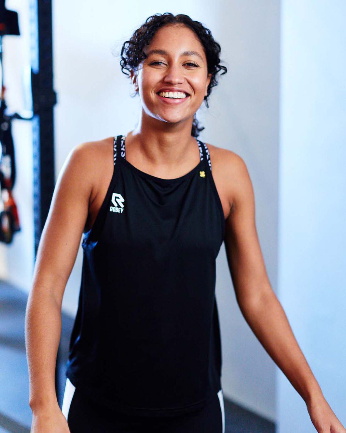 Women's Gym Singlet A-Line, Black, hi-res