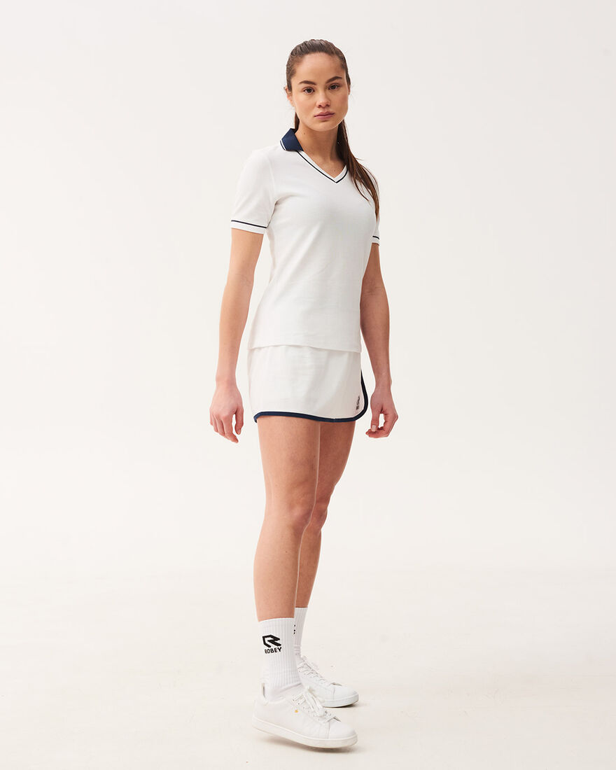 Tennis Court V-Neck Polo, Racket White, hi-res