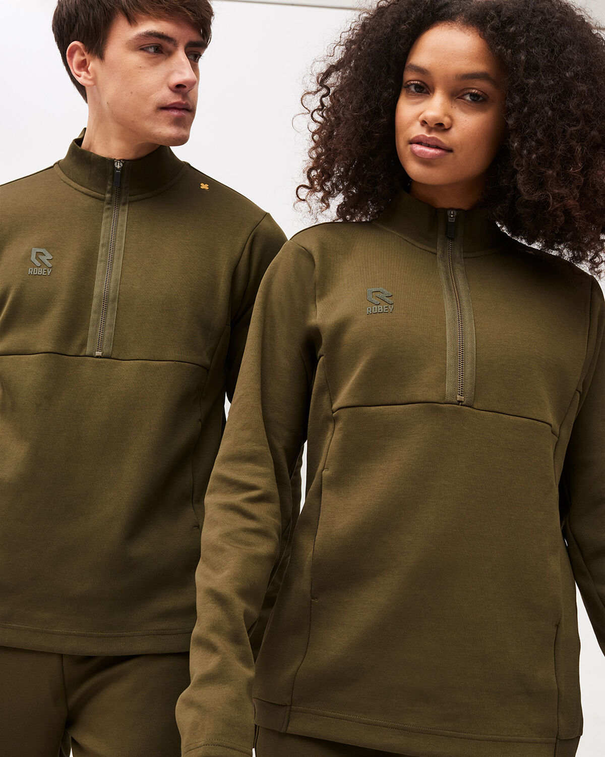 Off Pitch Cotton Half-Zip Top, Olive, hi-res