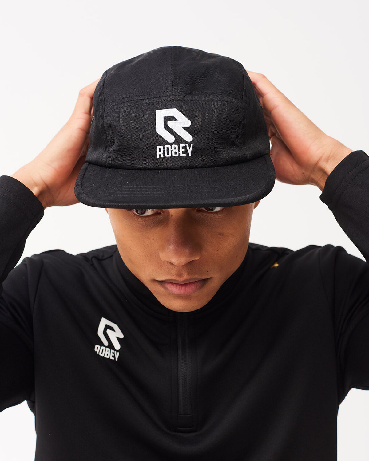 5 Panel Cap Jacquard, Black, hi-res