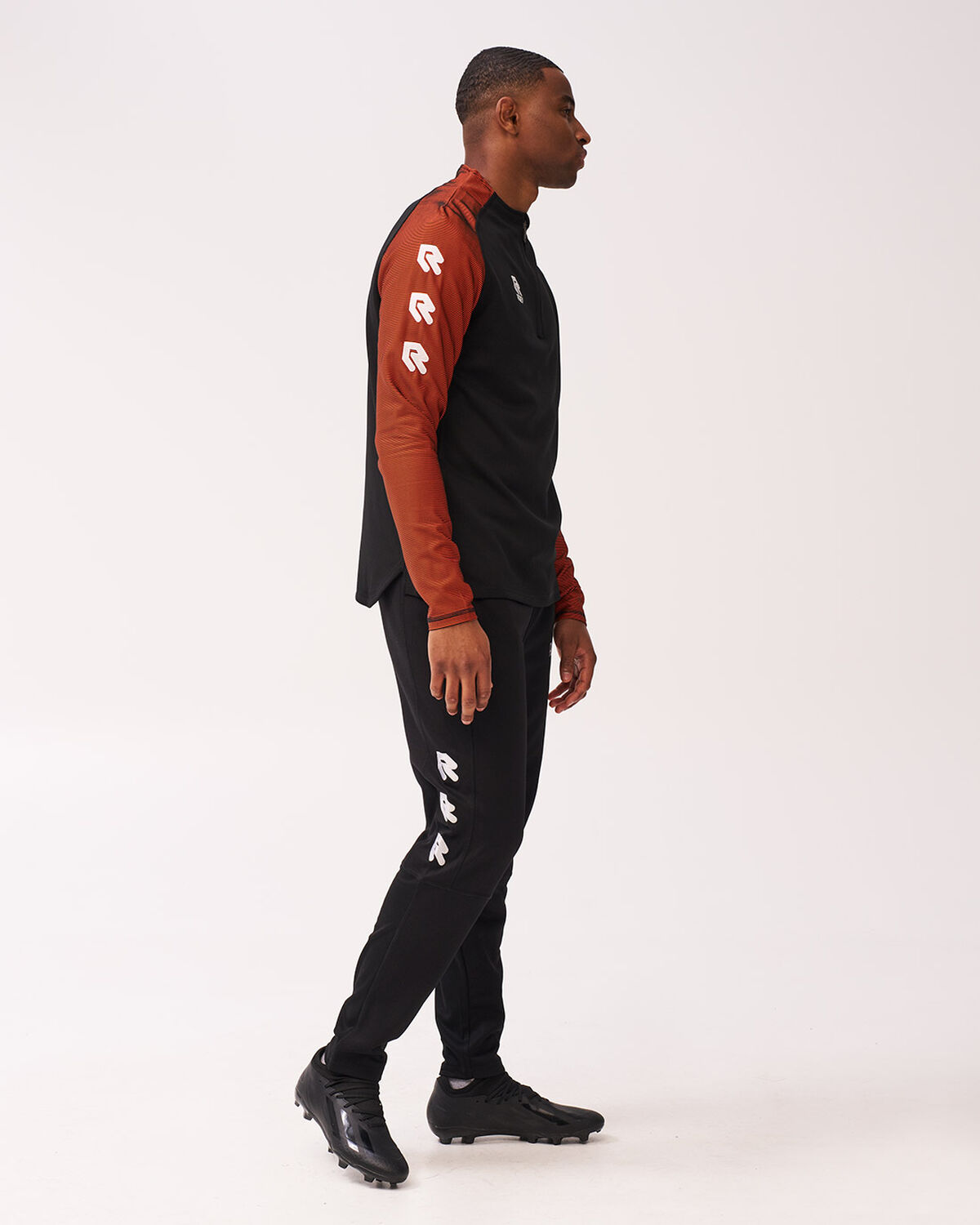 Performance Half-Zip Top, Black/Orange, hi-res