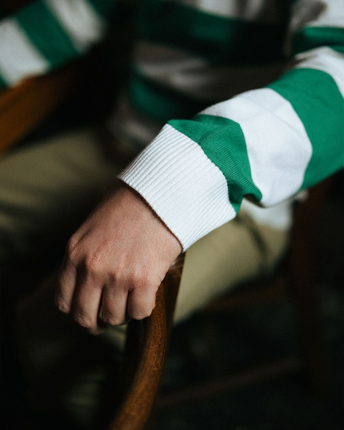 Robey Retro Knit Polo, Green/White Stripe, hi-res