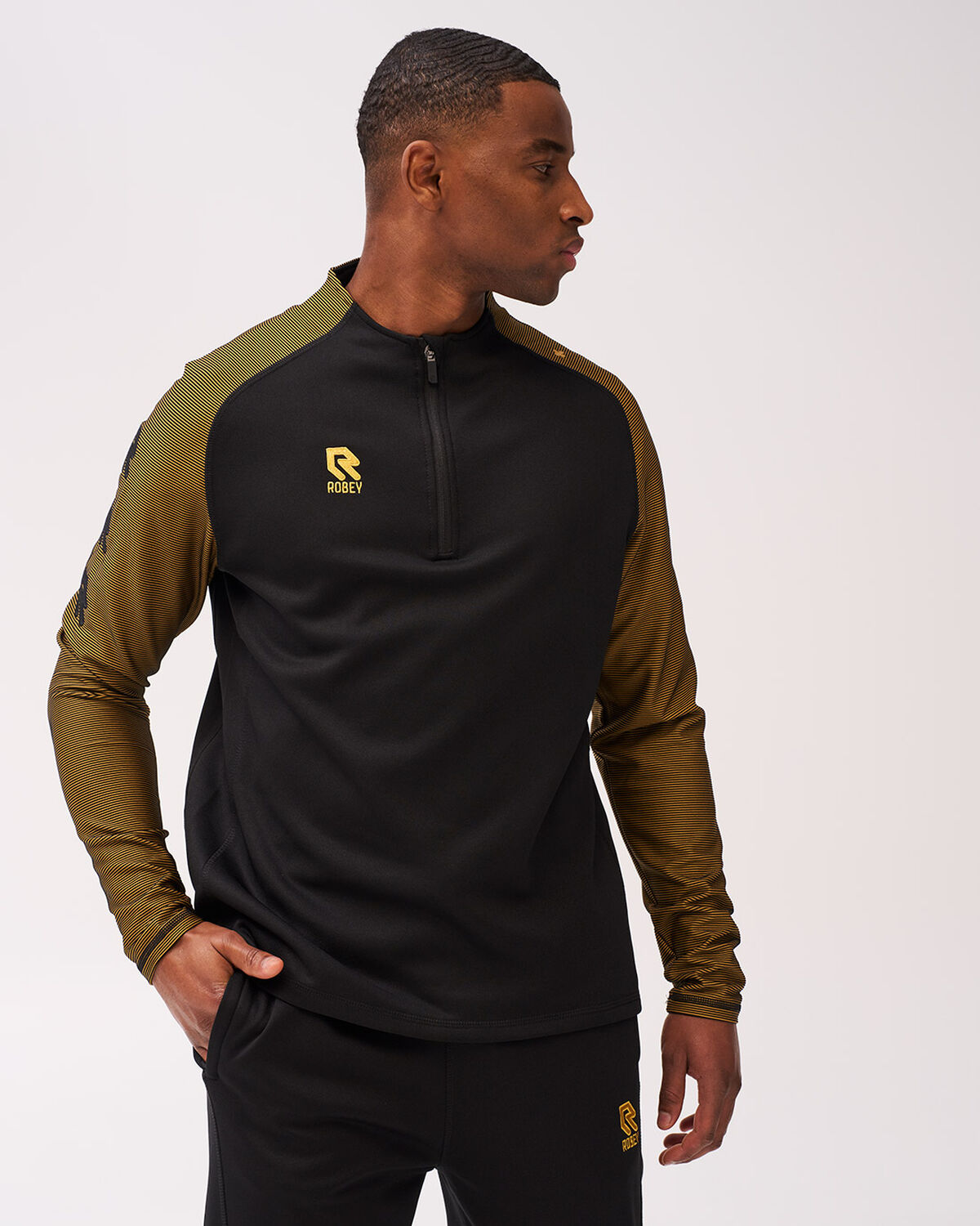 Performance Half-Zip Top, Black/Gold, hi-res