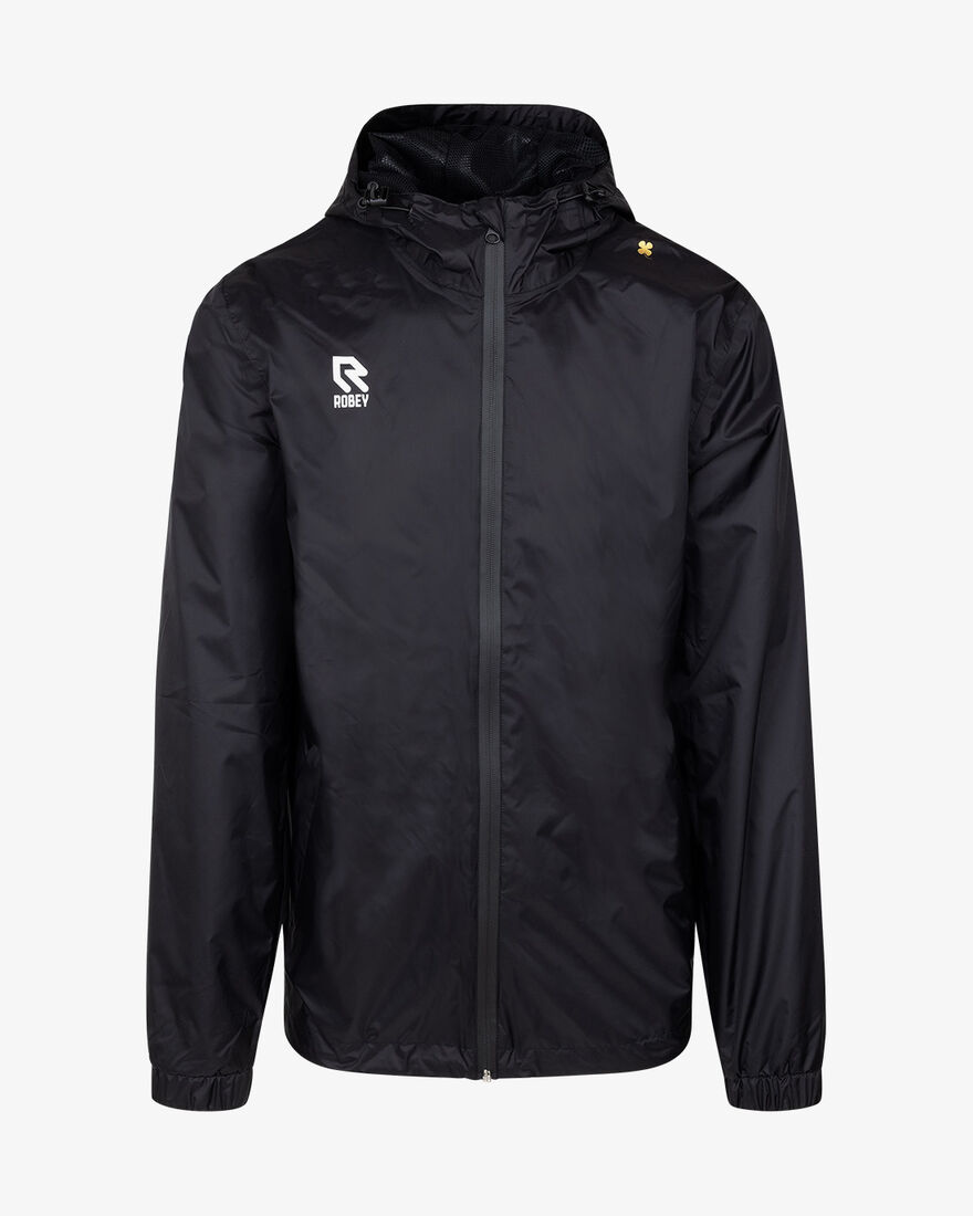 Rain Jacket Hooded, Black, hi-res
