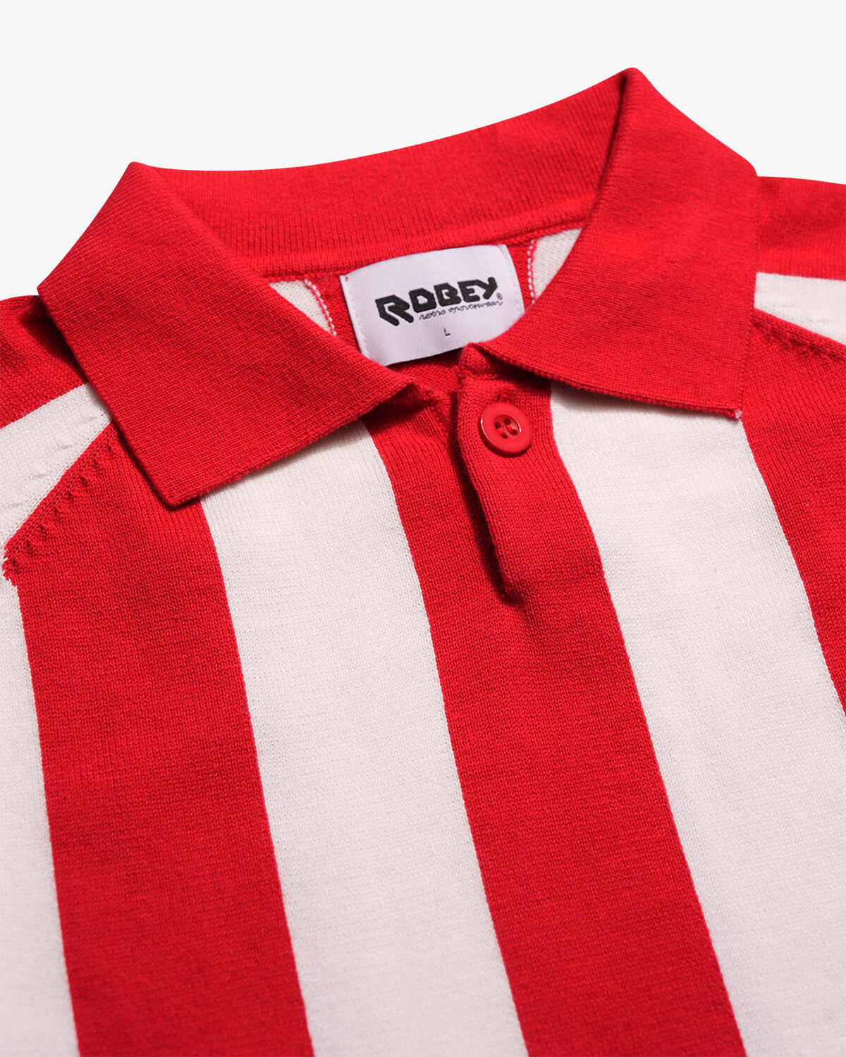 Robey Retro Knit Polo, Red/White Stripe, hi-res