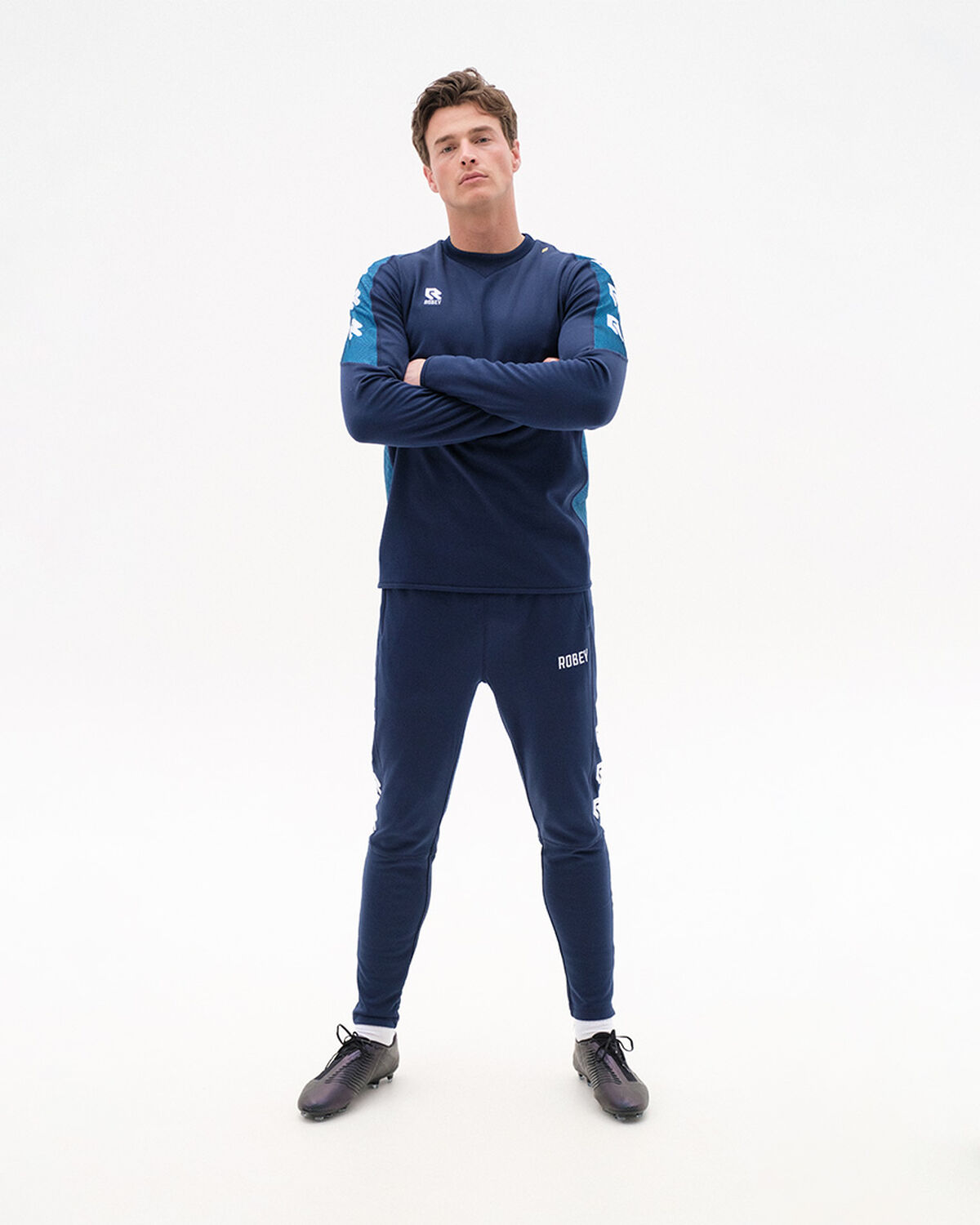Performance Sweater, Navy/Sky Blue, hi-res
