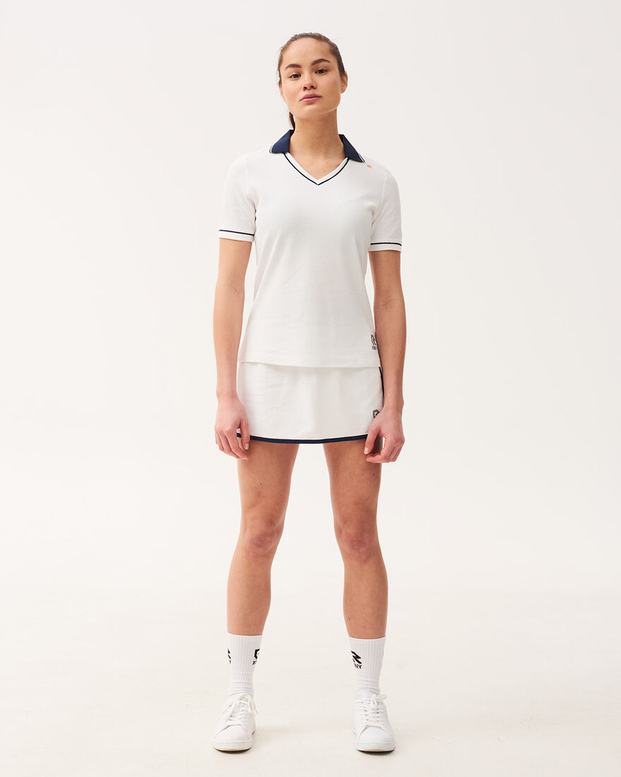 Tennis Court V-Neck Polo, Racket White, hi-res