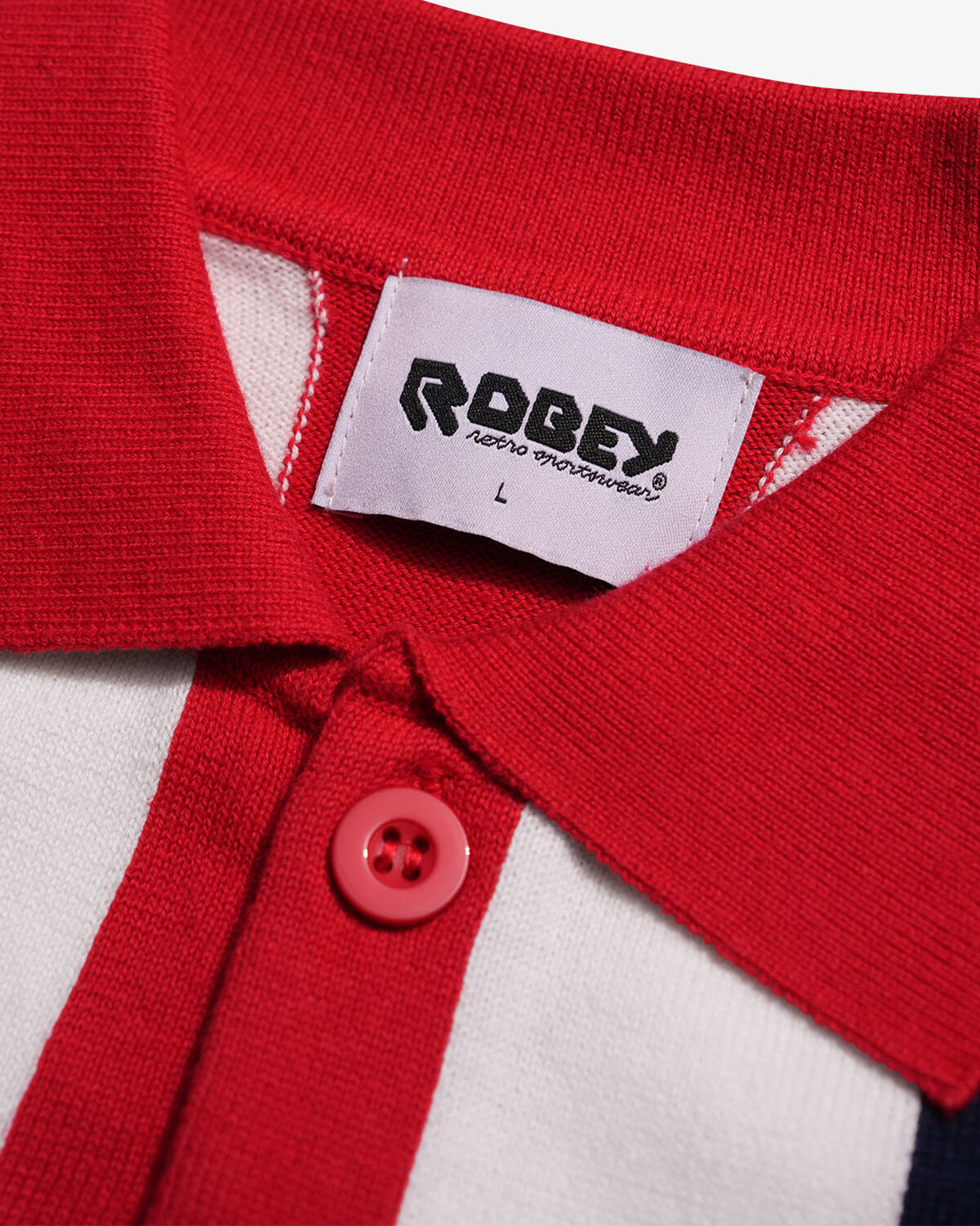 Robey Retro Knit Polo, White/Navy/Red, hi-res