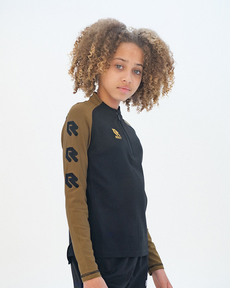 Performance Half-Zip Top, Black/Gold, hi-res