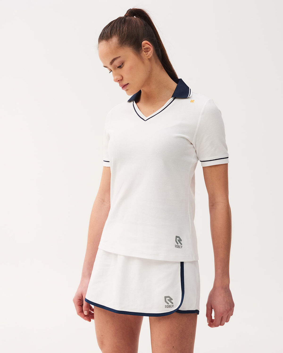 Tennis Court V-Neck Polo, Racket White, hi-res