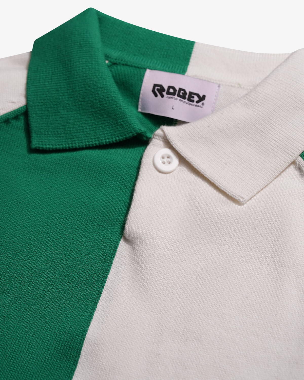 Robey Retro Knit Polo, Green/White, hi-res