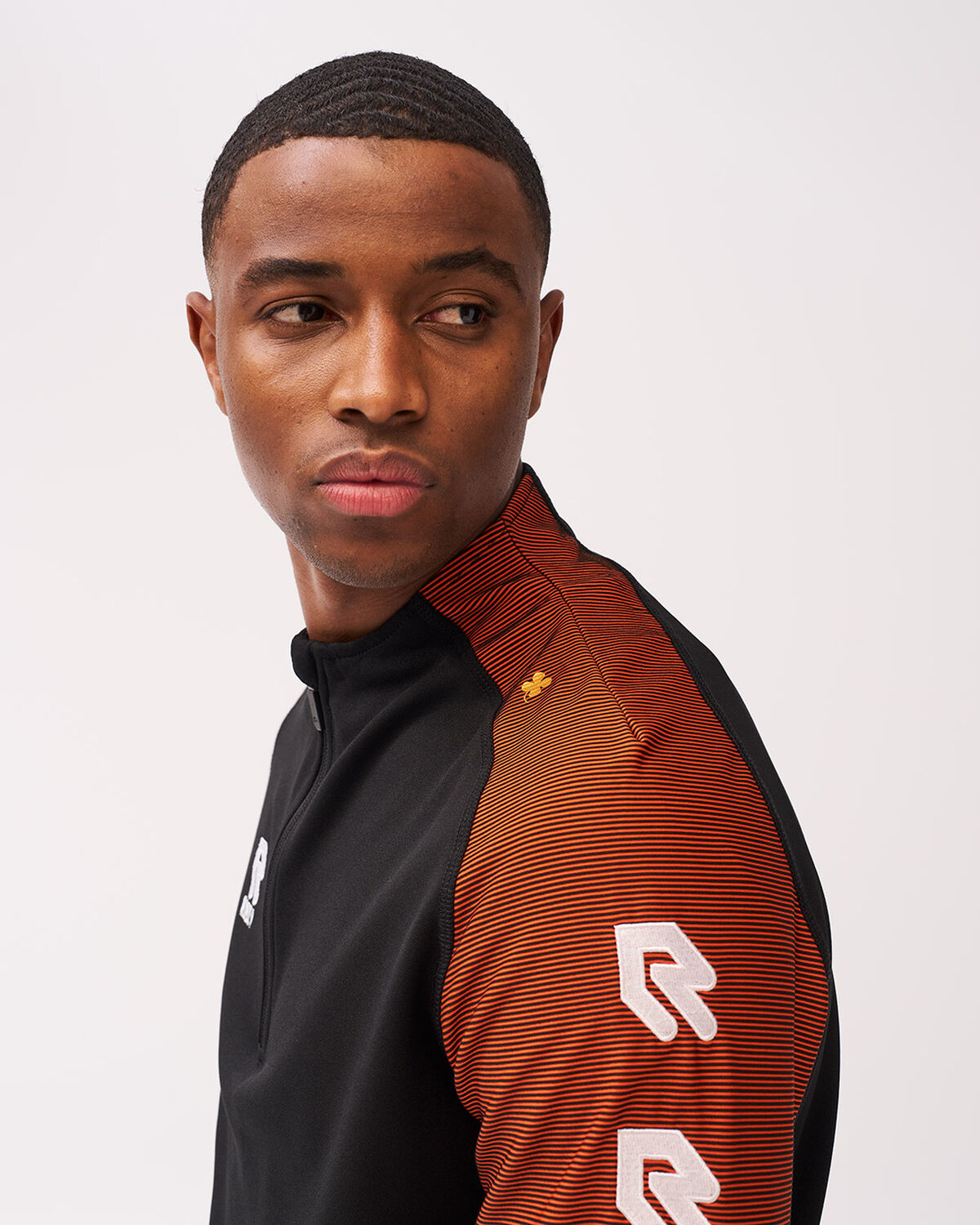 Performance Half-Zip Top, Black/Orange, hi-res
