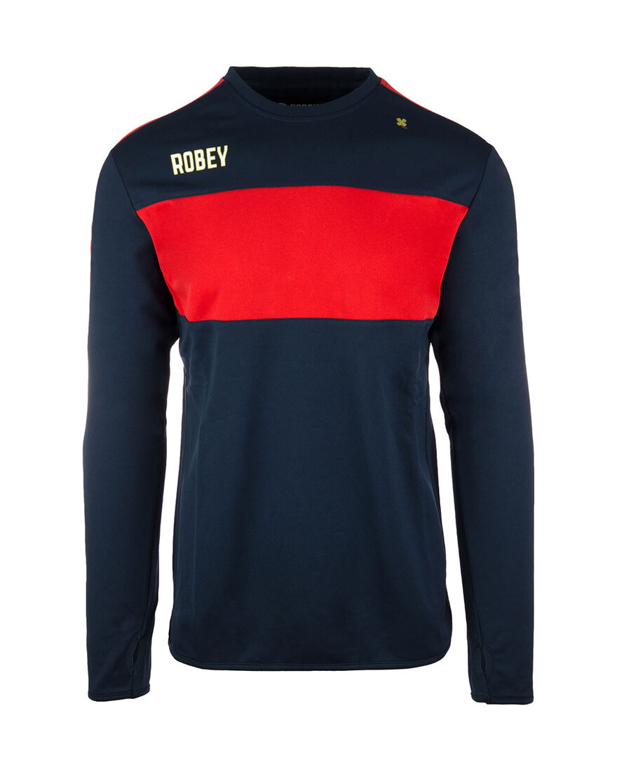 Performance Sweater, Navy/Red Stripe, hi-res