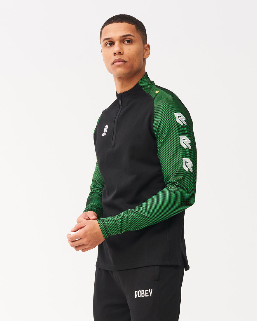 Performance Half-Zip Top, Black/Green, hi-res
