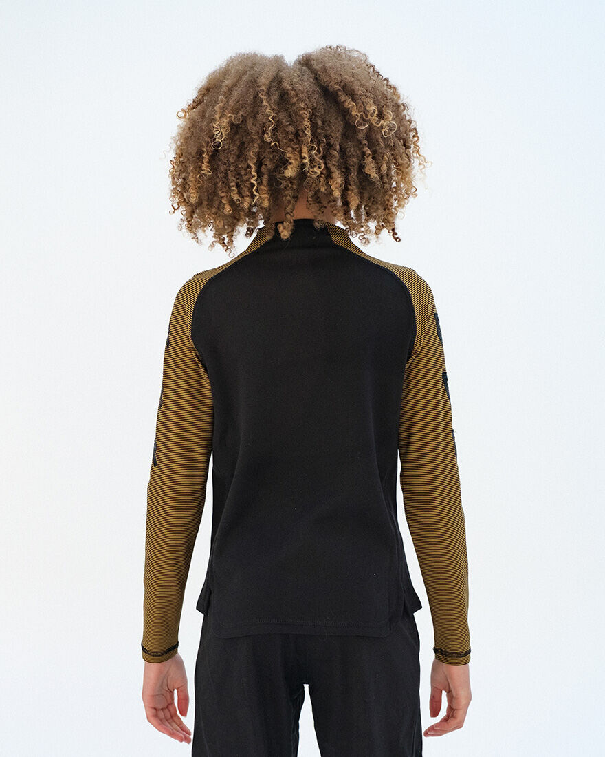 Performance Half-Zip Top, Black/Gold, hi-res