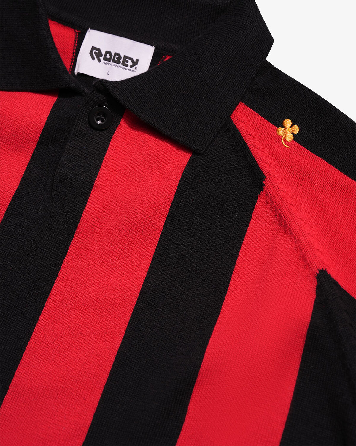 Robey Retro Knit Polo, Red/Black Stripe, hi-res
