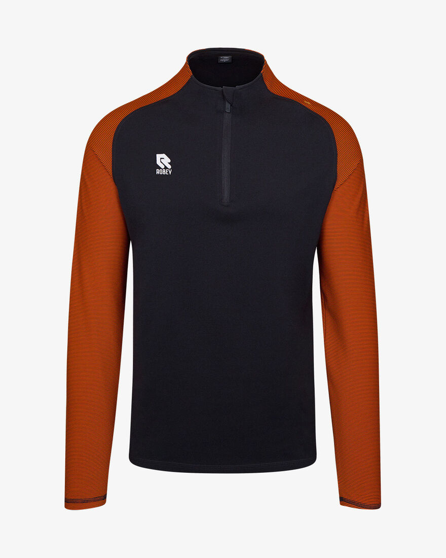 Performance Half-Zip Top, Black/Orange, hi-res