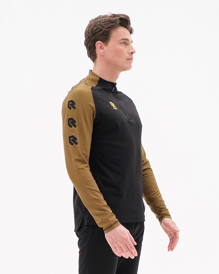 Performance Half-Zip Top, Black/Gold, hi-res