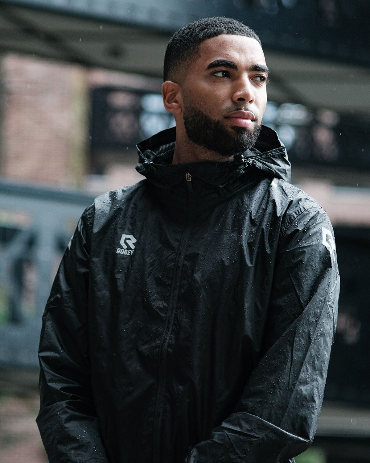 Rain Jacket Hooded, Black, hi-res
