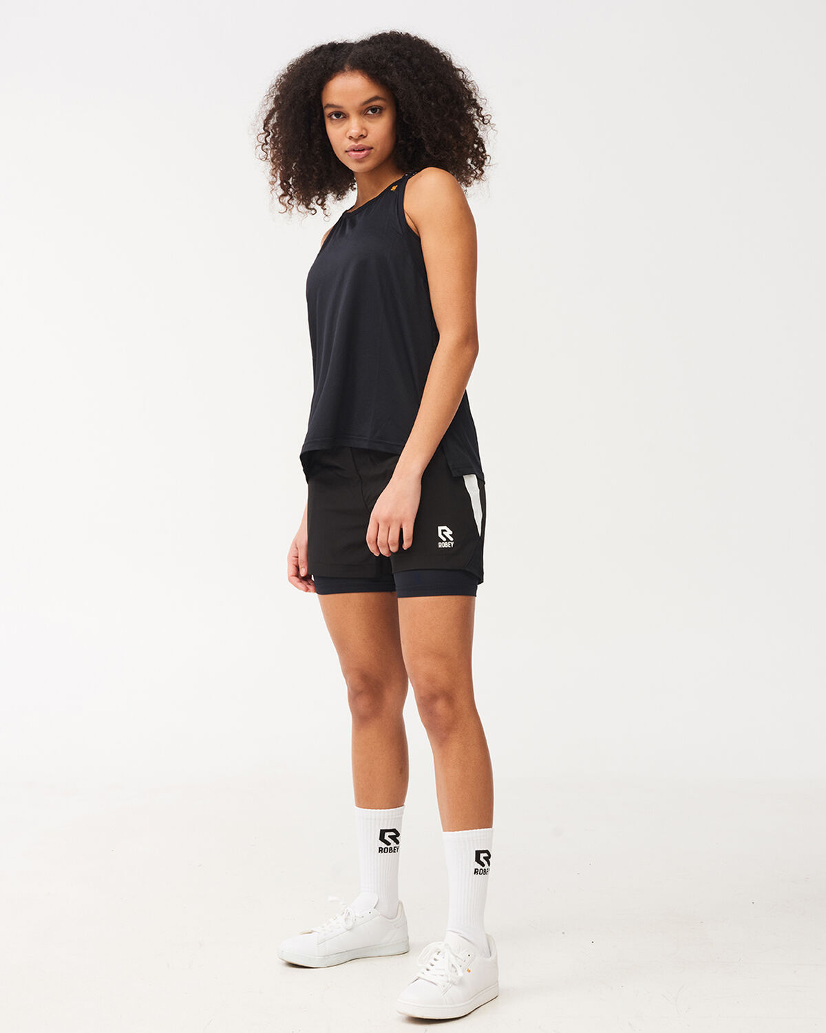 Women's Gym Singlet A-Line, Black, hi-res