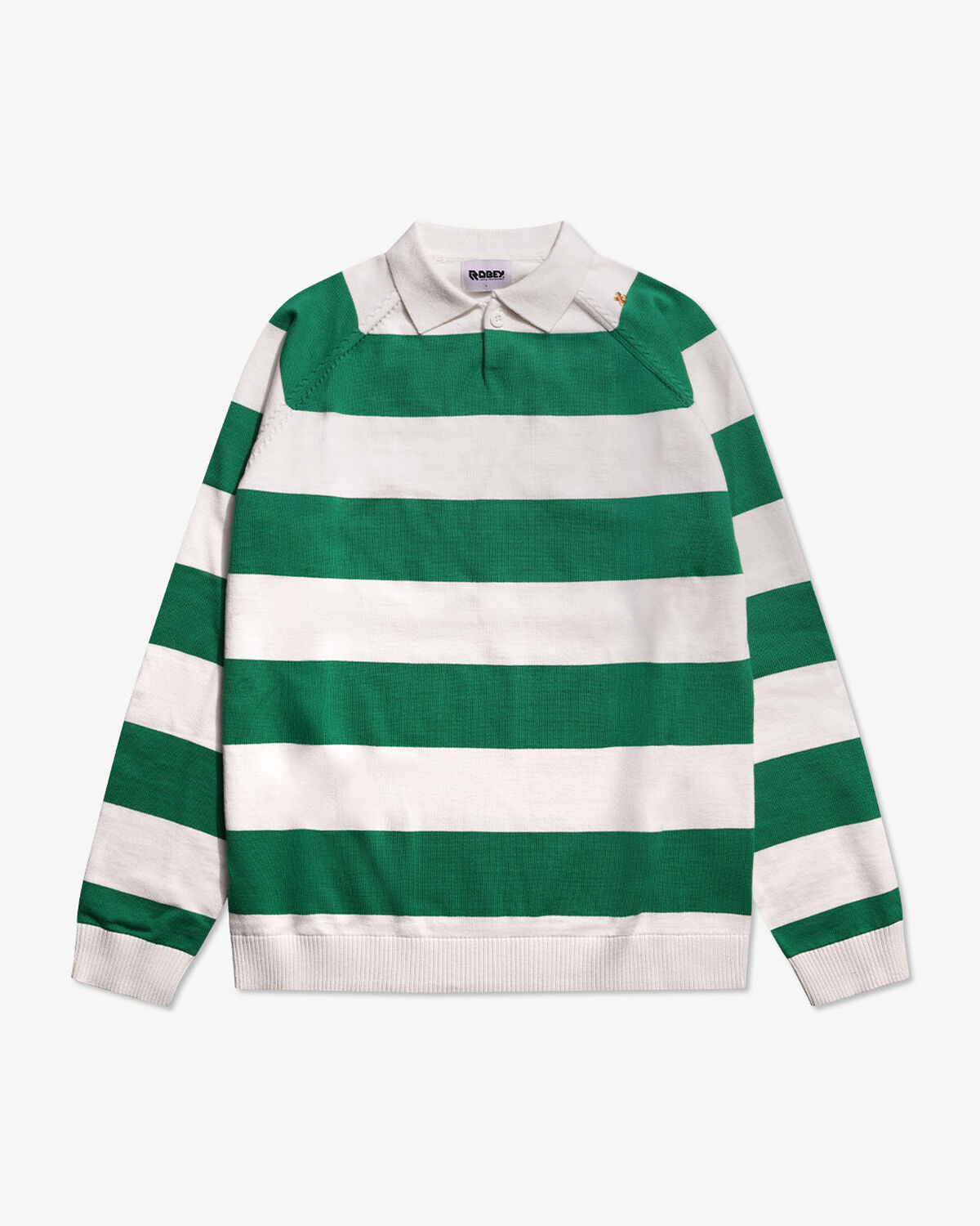 Robey Retro Knit Polo, Green/White Stripe, hi-res