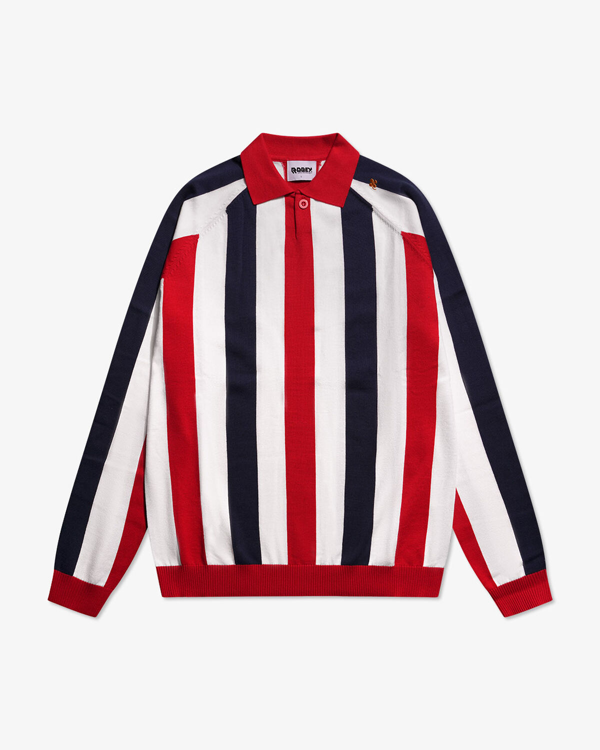 Robey Retro Knit Polo, White/Navy/Red, hi-res