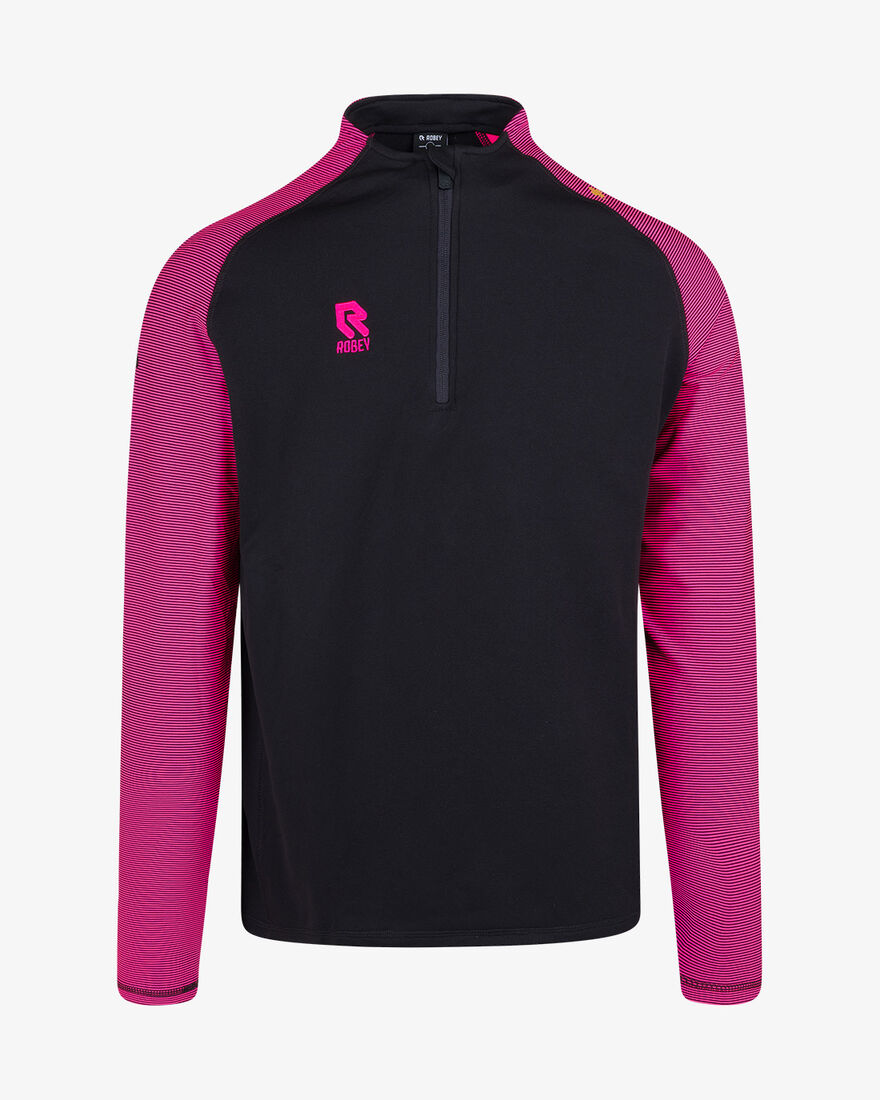 Performance Half-Zip Top, Black/Neon Pink, hi-res