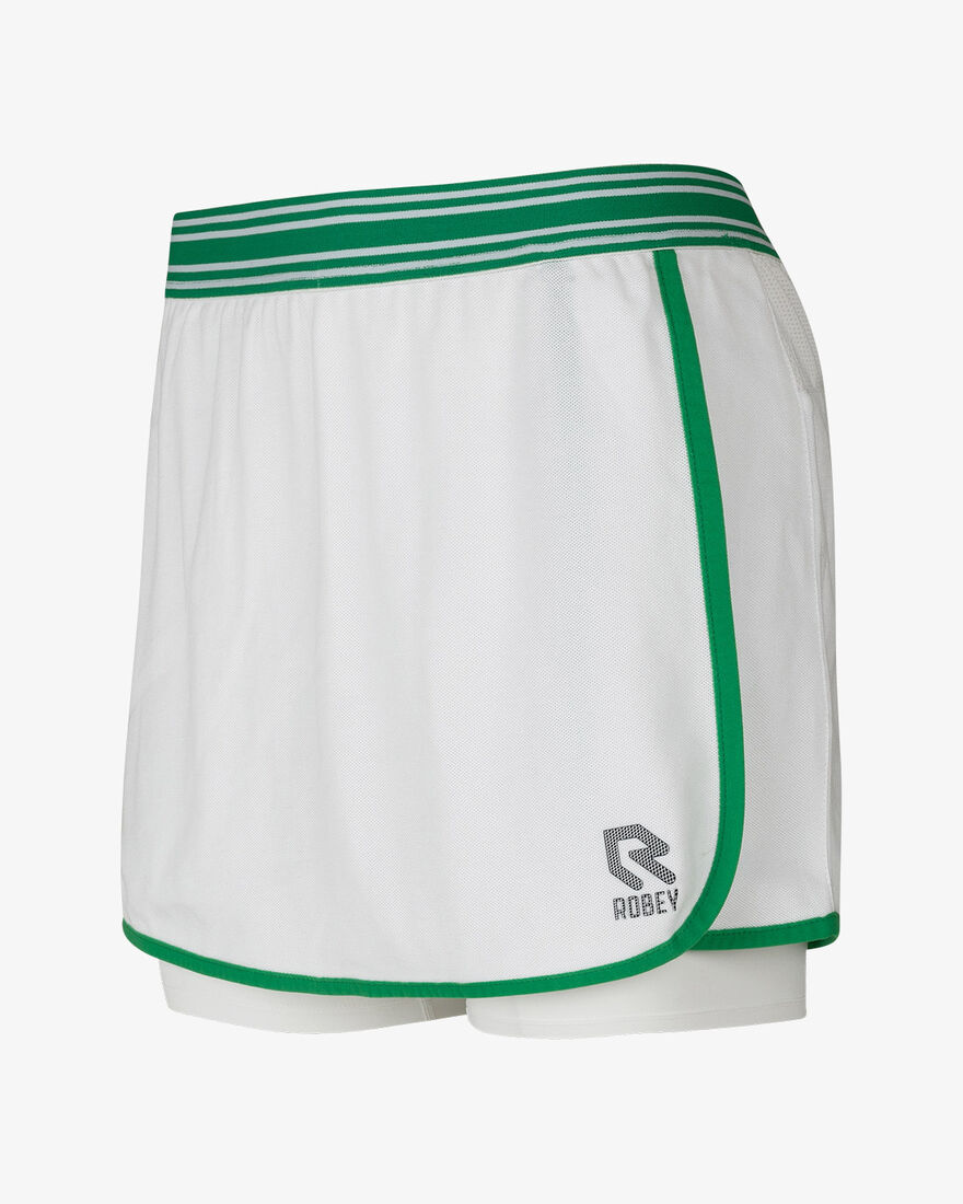 Tennis Deuce Wrap Skirt, White/Green, hi-res