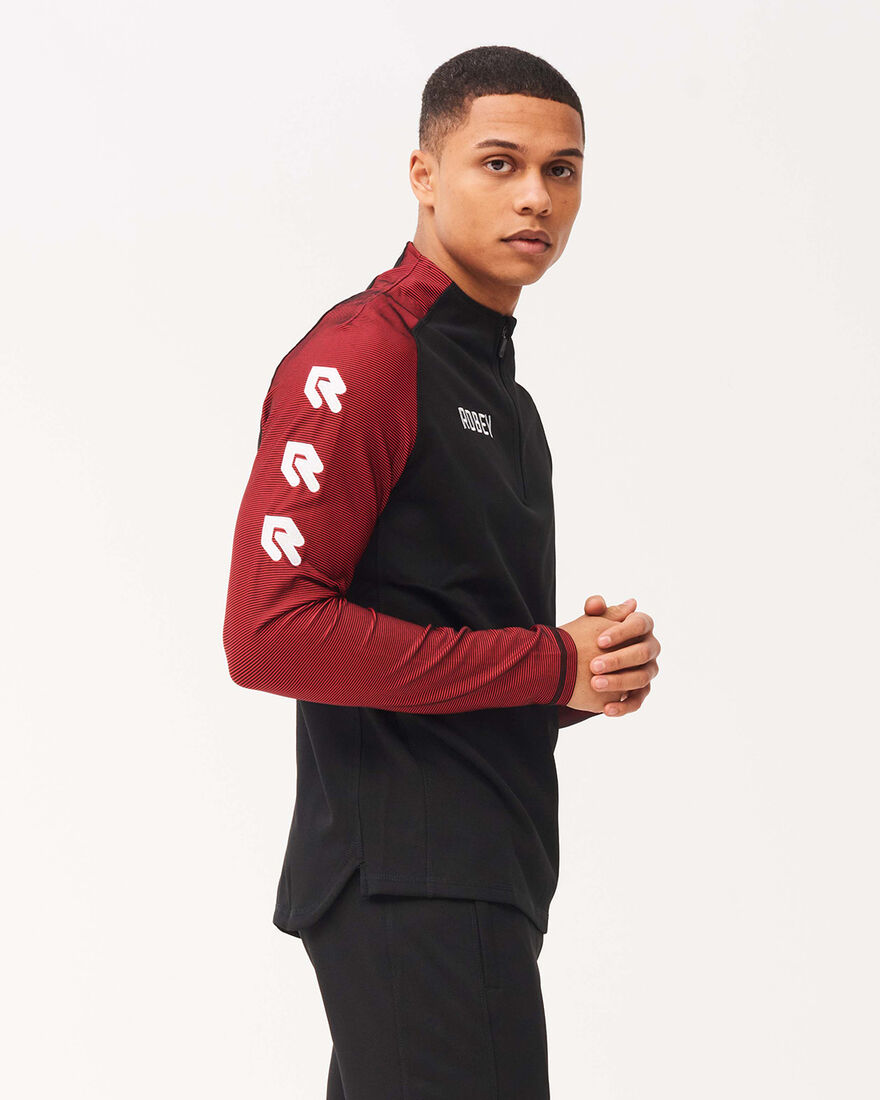 Performance Half-Zip Top, Black/Red, hi-res