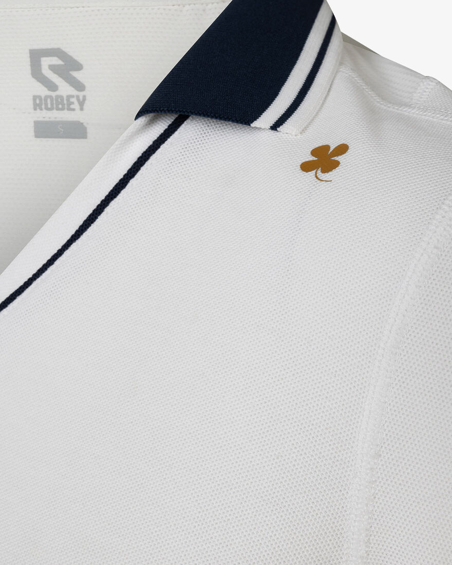 Tennis Court V-Neck Polo, Racket White, hi-res