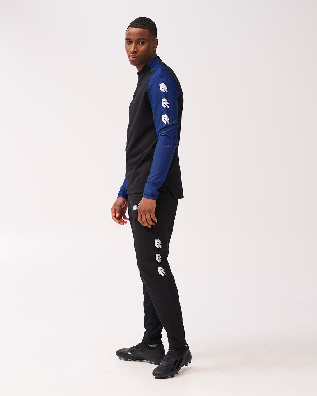 Performance Half-Zip Top, Black/Royal Blue, hi-res
