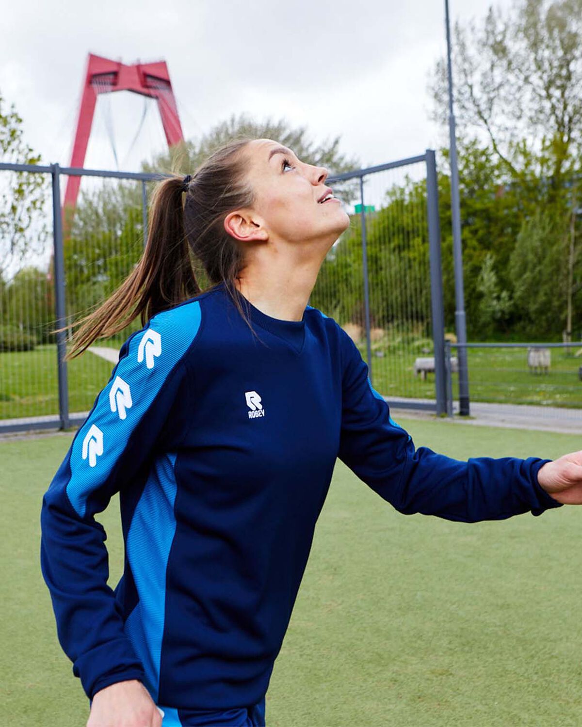 Performance Sweater, Navy/Sky Blue, hi-res