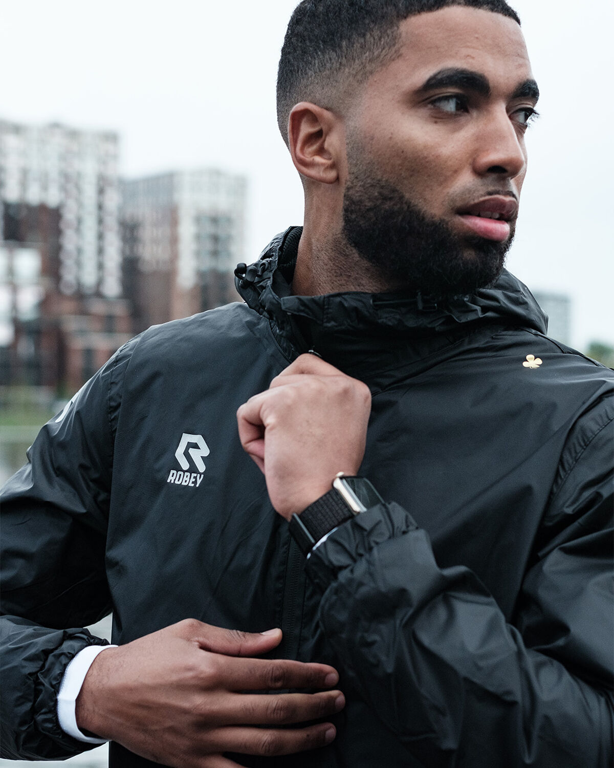 Rain Jacket Hooded, Black, hi-res