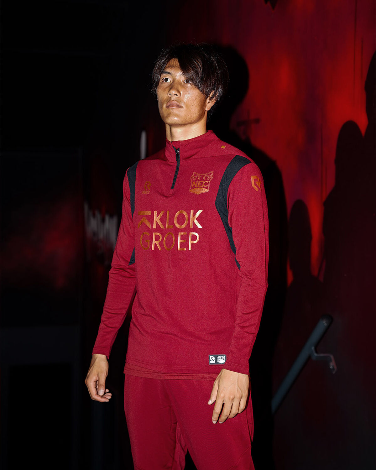 N.E.C. Playmaker Training Sweater Half-Zip 23/24, Bordeaux, hi-res