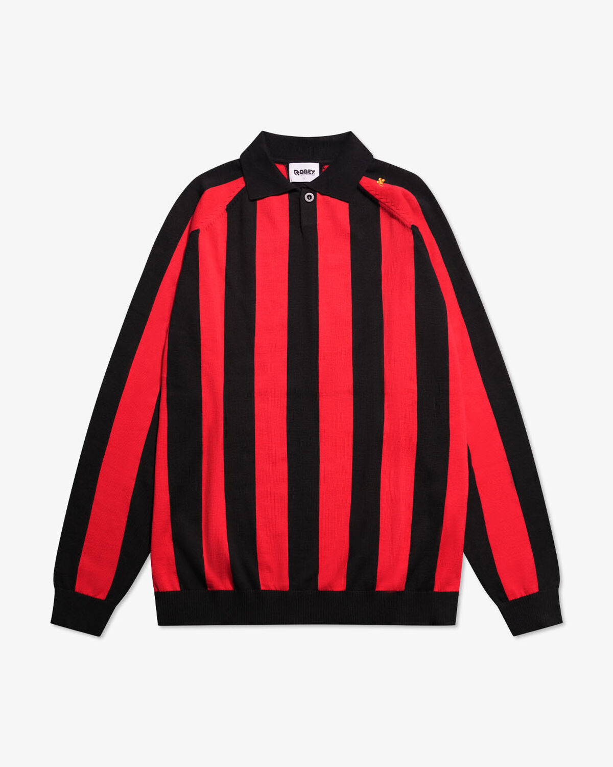 Robey Retro Knit Polo, Red/Black Stripe, hi-res