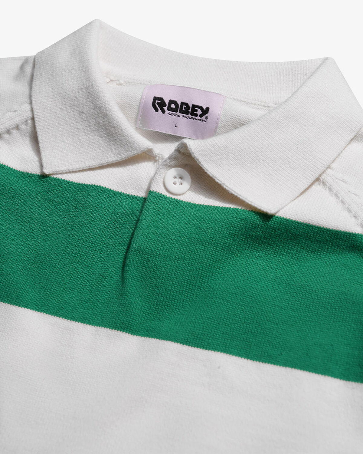 Robey Retro Knit Polo, Green/White Stripe, hi-res