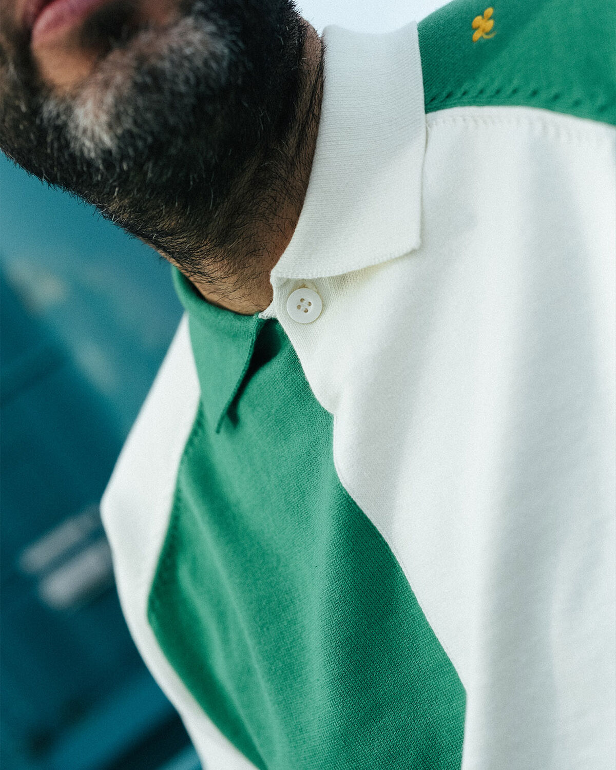 Robey Retro Knit Polo, Green/White, hi-res