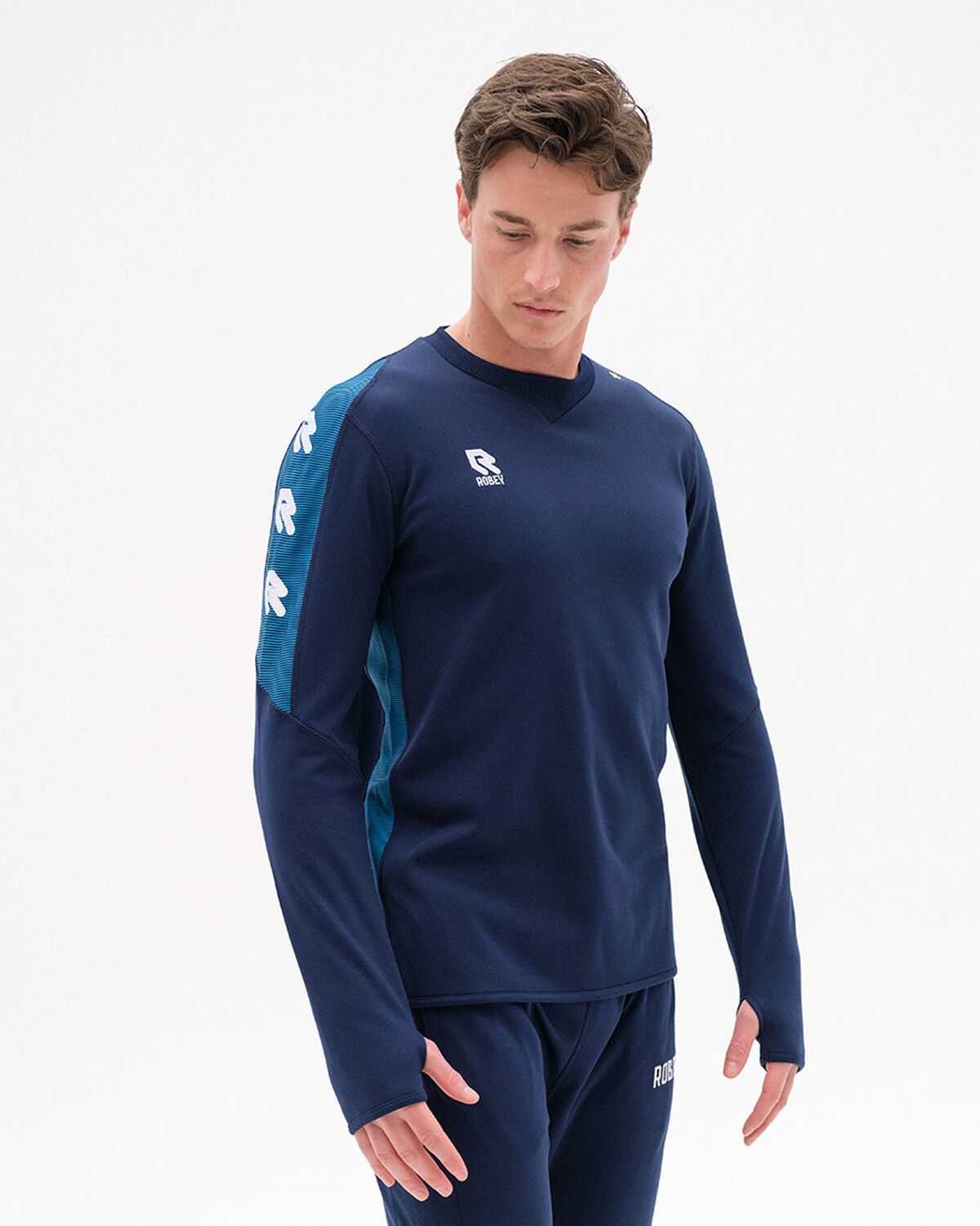 Performance Sweater, Navy/Sky Blue, hi-res