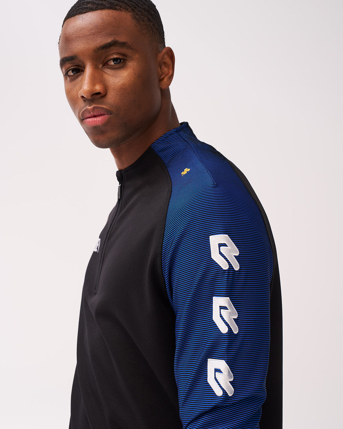 Performance Half-Zip Top, Black/Royal Blue, hi-res