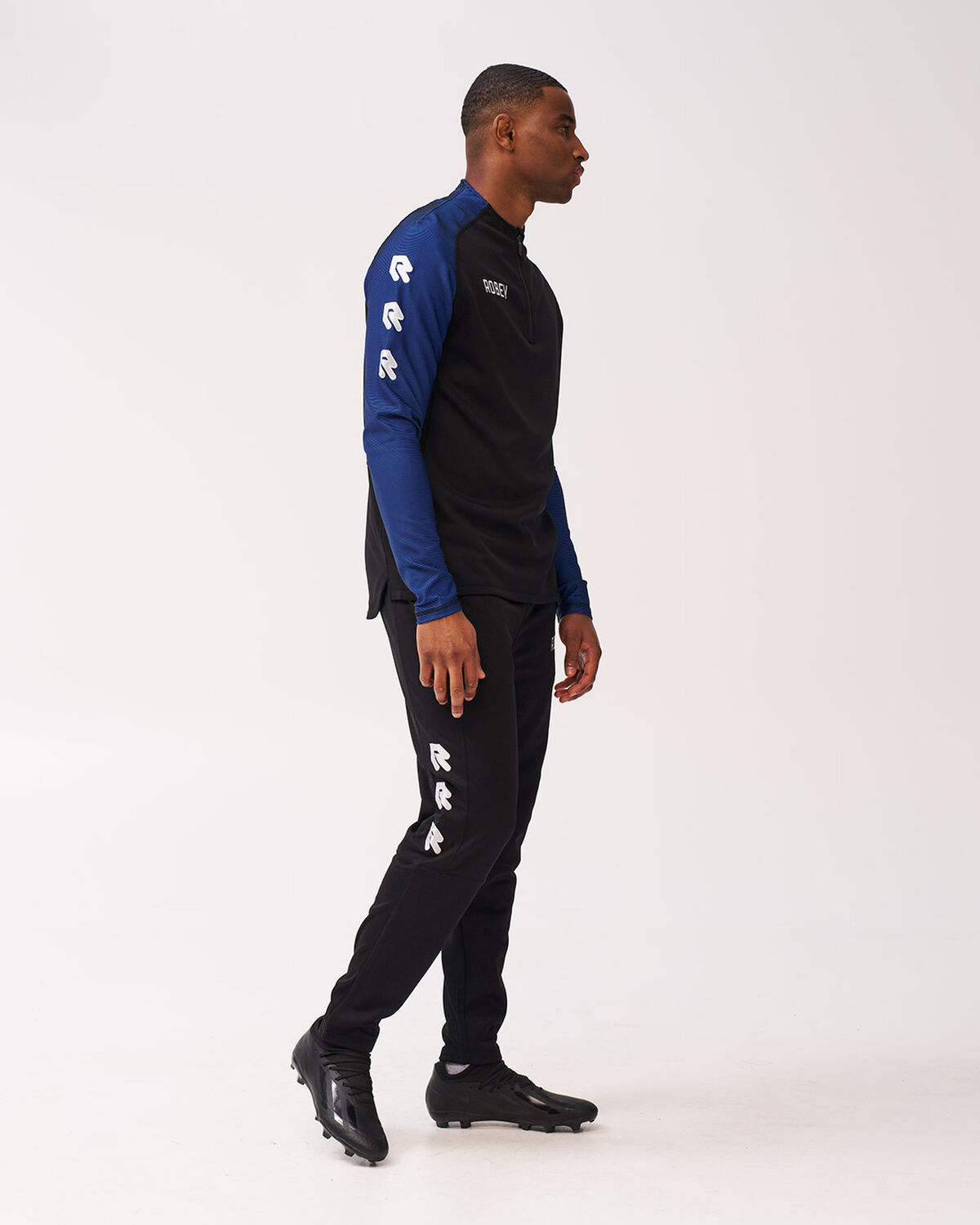 Performance Half-Zip Top, Black/Royal Blue, hi-res