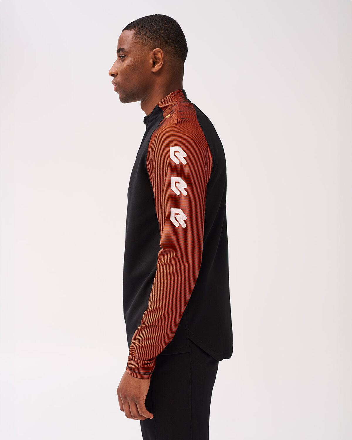 Performance Half-Zip Top, Black/Orange, hi-res