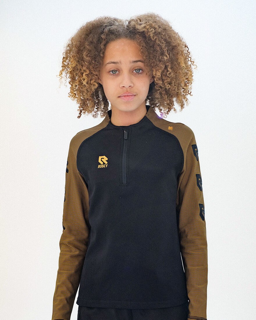 Performance Half-Zip Top, Black/Gold, hi-res