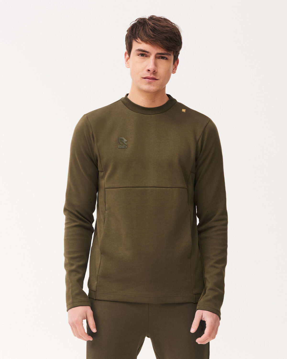 Off Pitch Cotton Crewneck Sweater, Olive, hi-res