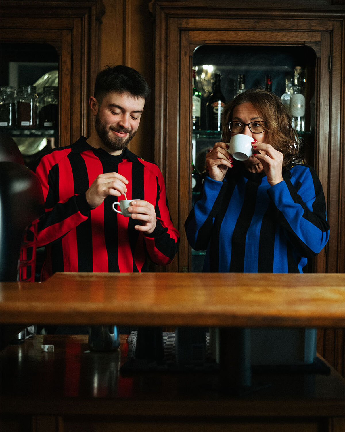 Robey Retro Knit Polo, Red/Black Stripe, hi-res