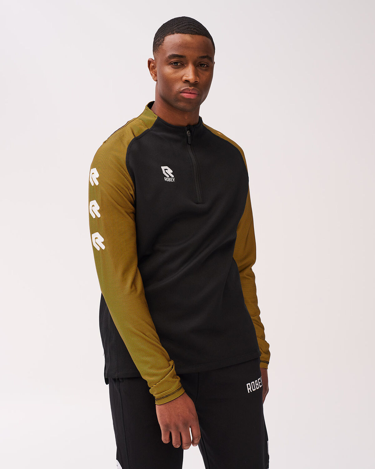 Performance Half-Zip Top, Black/Yellow, hi-res