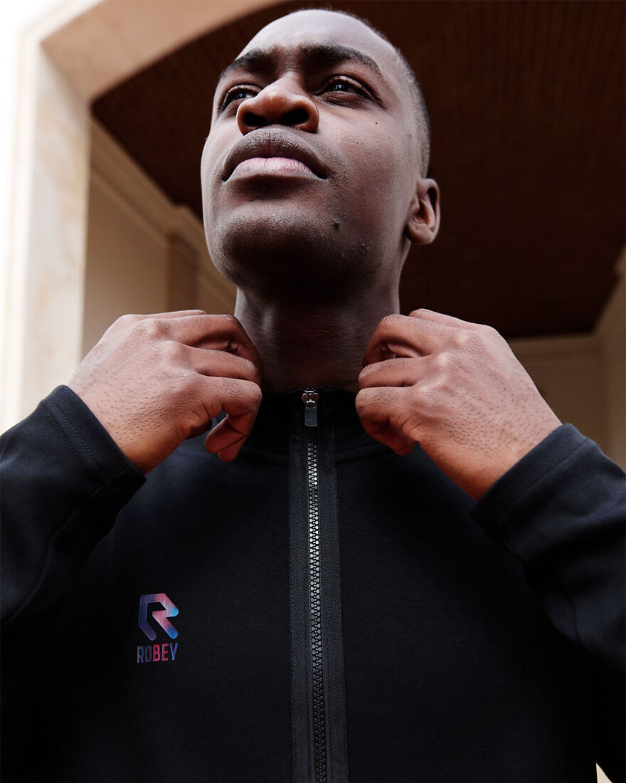 Off Pitch Cotton Half-Zip Top, Black, hi-res
