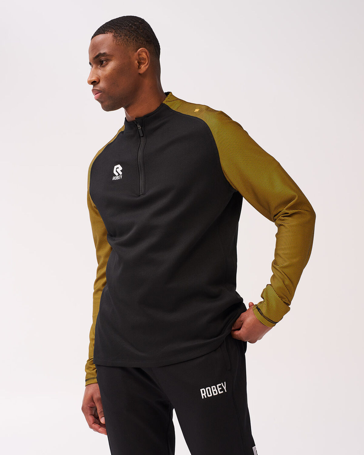 Performance Half-Zip Top, Black/Yellow, hi-res