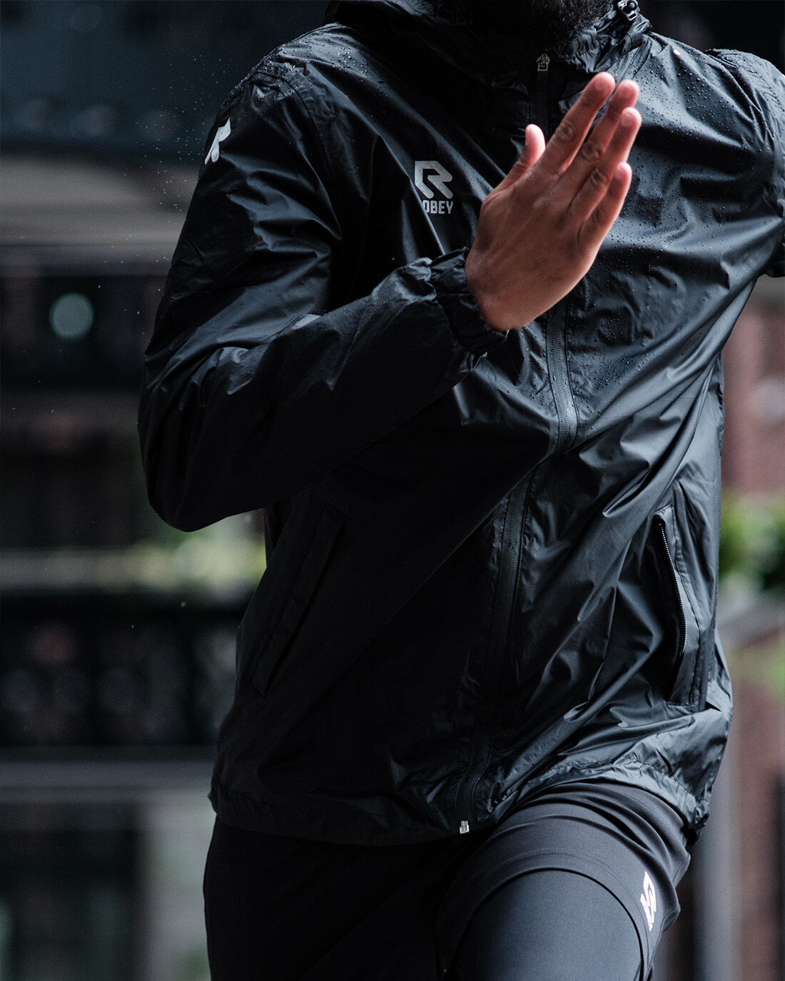 Obey hooded leather sales jacket