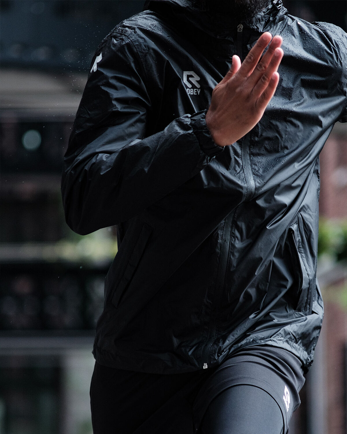 Rain Jacket Hooded, Black, hi-res
